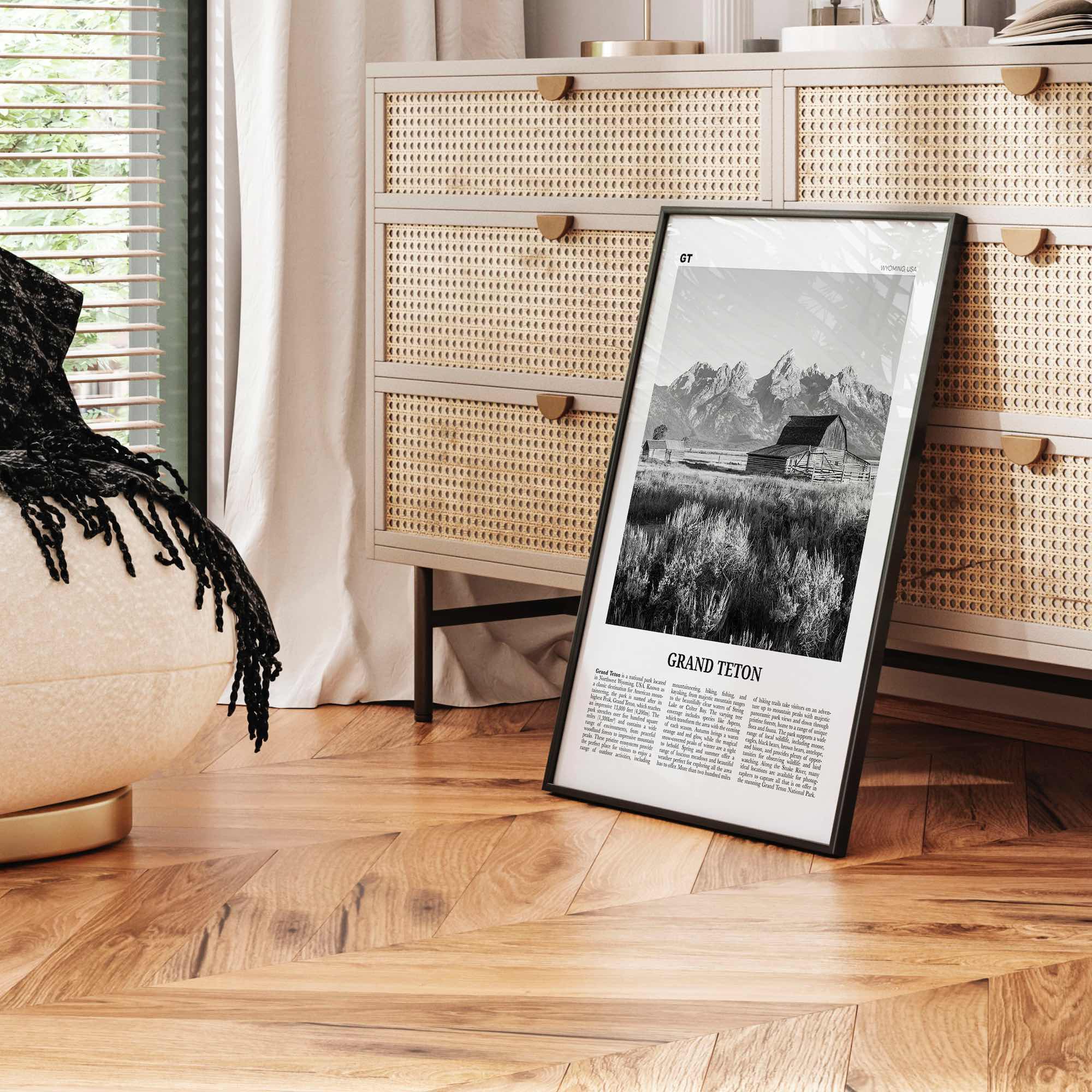 Grand Teton National Park Print Black and White No 2, Grand Teton Wall Art, Grand Teton Poster, Grand Teton Photo, Wyoming, USA