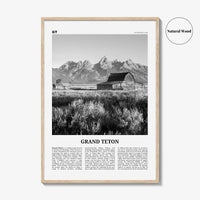 Grand Teton National Park Print Black and White No 2, Grand Teton Wall Art, Grand Teton Poster, Grand Teton Photo, Wyoming, USA