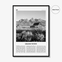 Grand Teton National Park Print Black and White No 2, Grand Teton Wall Art, Grand Teton Poster, Grand Teton Photo, Wyoming, USA