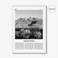 Grand Teton National Park Print Black and White No 2, Grand Teton Wall Art, Grand Teton Poster, Grand Teton Photo, Wyoming, USA