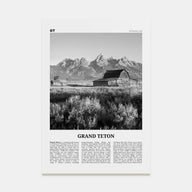 Grand Teton National Park Travel B&W No 2 Poster