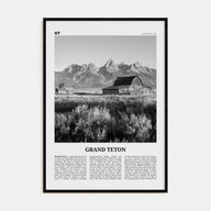 Grand Teton National Park Travel B&W No 2 Poster
