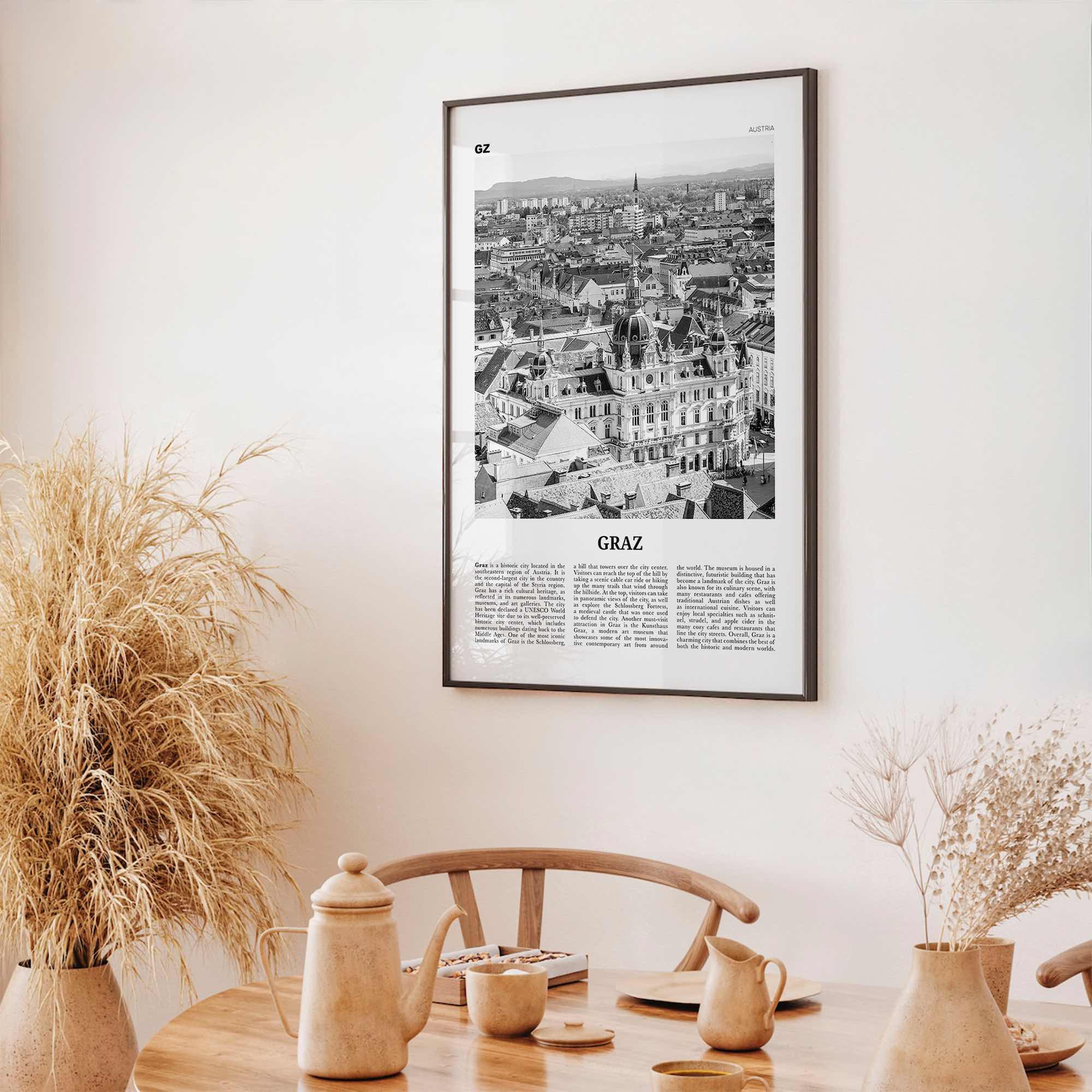 Graz Print Black and White, Graz Wall Art, Graz Poster, Graz Photo, Graz Wall Décor, Graz Map, Austria