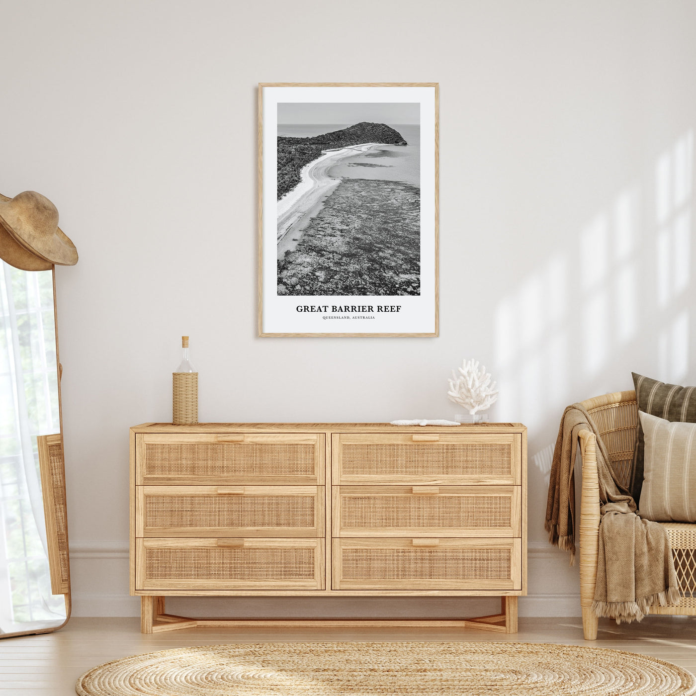 Great Barrier Reef Portrait B&W Poster