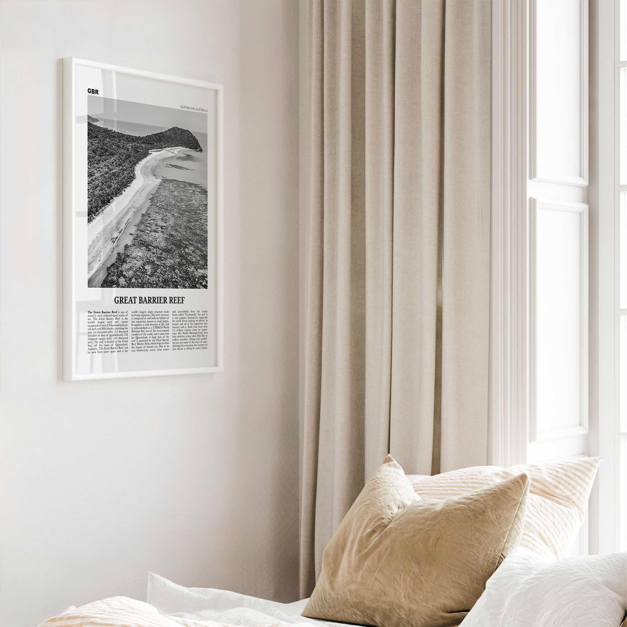 Great Barrier Reef Print Black and White, Great Barrier Reef Wall Art, Great Barrier Reef Poster, Queensland, Australia, Oceania