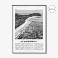 Great Barrier Reef Print Black and White, Great Barrier Reef Wall Art, Great Barrier Reef Poster, Queensland, Australia, Oceania