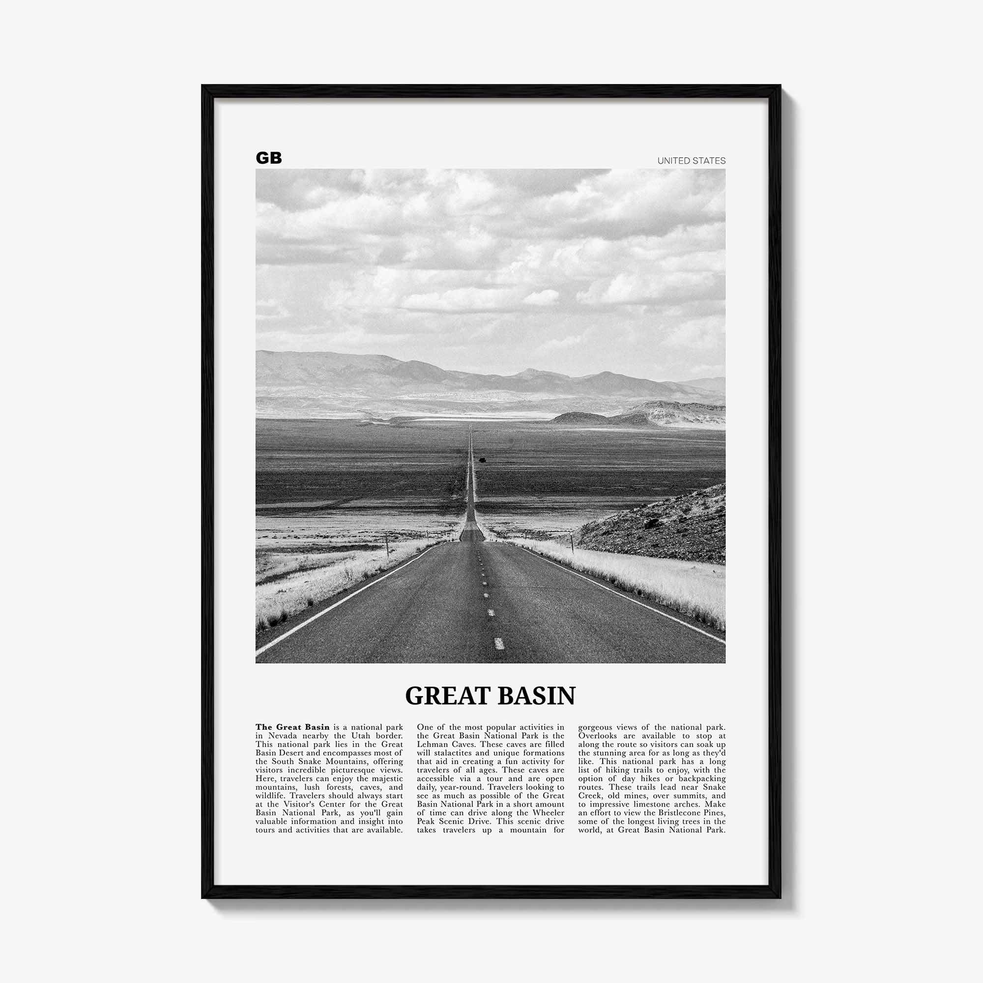Great Basin Print Black and White, Great Basin Wall Art, Great Basin Poster, Great Basin Photo, Nevada, USA, United States, North America