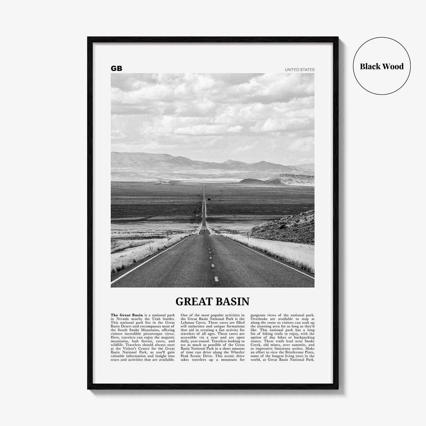 Great Basin Print Black and White, Great Basin Wall Art, Great Basin Poster, Great Basin Photo, Nevada, USA, United States, North America