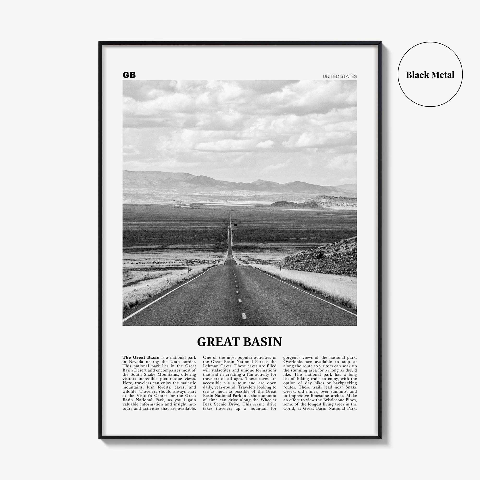 Great Basin Print Black and White, Great Basin Wall Art, Great Basin Poster, Great Basin Photo, Nevada, USA, United States, North America