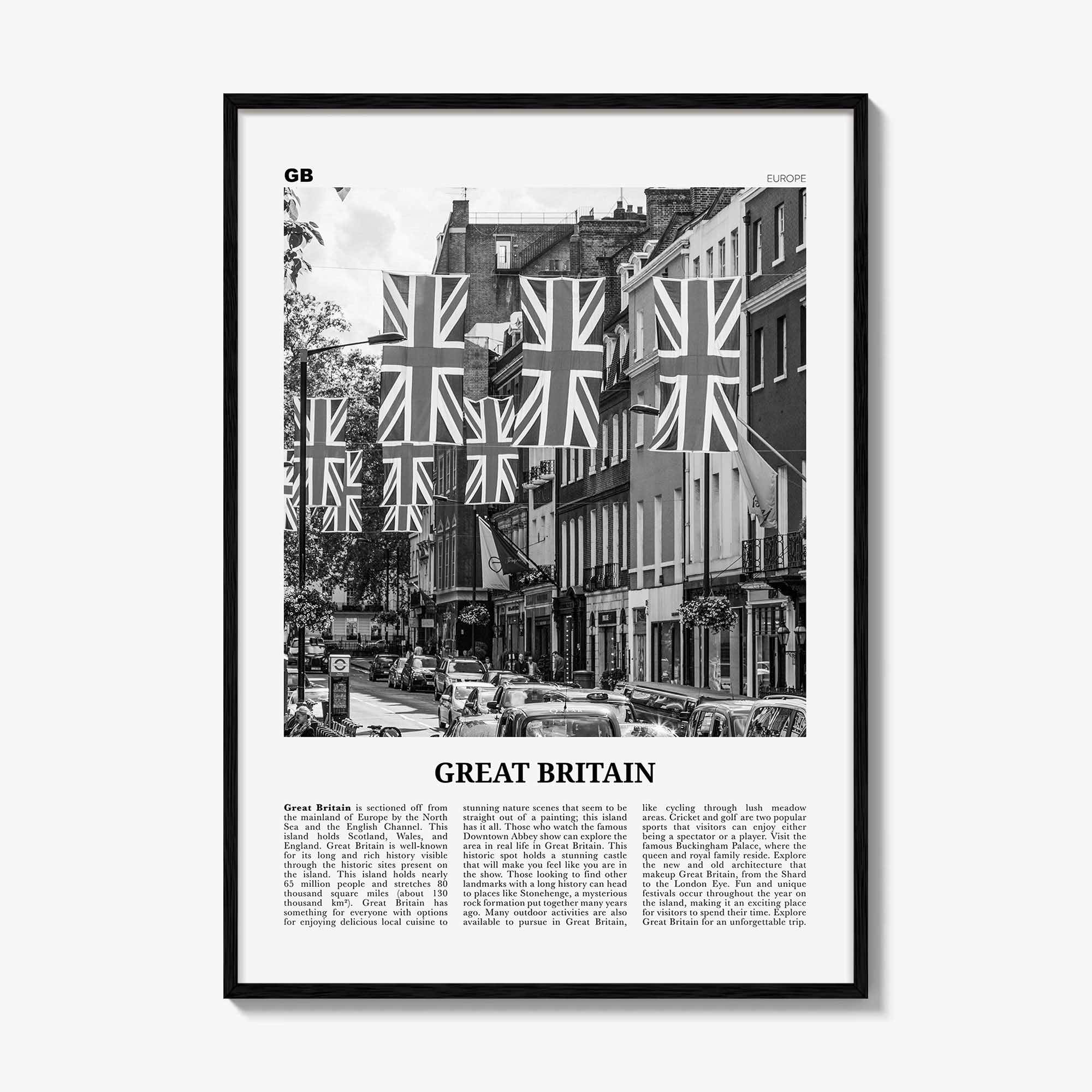 Great Britain Print Black and White, Great Britain Wall Art, Great Britain Poster, Great Britain Photo, Great Britain Wall Décor