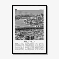 Great Falls Print Black and White Montana, Great Falls Wall Art, Great Falls Poster, Great Falls Photo, Great Falls Map, Montana, USA