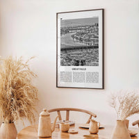 Great Falls Print Black and White Montana, Great Falls Wall Art, Great Falls Poster, Great Falls Photo, Great Falls Map, Montana, USA