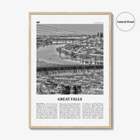 Great Falls Print Black and White Montana, Great Falls Wall Art, Great Falls Poster, Great Falls Photo, Great Falls Map, Montana, USA