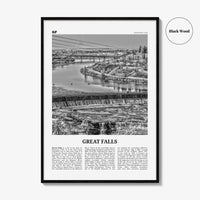 Great Falls Print Black and White Montana, Great Falls Wall Art, Great Falls Poster, Great Falls Photo, Great Falls Map, Montana, USA