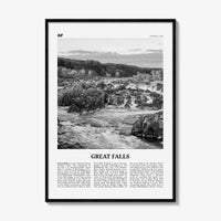 Great Falls Print Black and White Virginia, Great Falls Wall Art, Great Falls Poster, Great Falls Photo, Great Falls Map, Virginia, USA