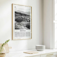 Great Falls Print Black and White Virginia, Great Falls Wall Art, Great Falls Poster, Great Falls Photo, Great Falls Map, Virginia, USA