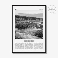 Great Falls Print Black and White Virginia, Great Falls Wall Art, Great Falls Poster, Great Falls Photo, Great Falls Map, Virginia, USA