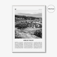 Great Falls Print Black and White Virginia, Great Falls Wall Art, Great Falls Poster, Great Falls Photo, Great Falls Map, Virginia, USA