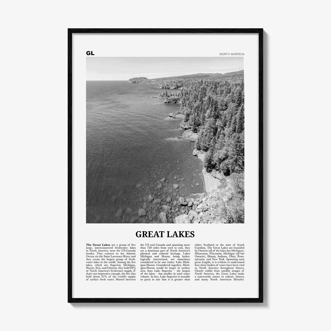 Great Lakes Print Black and White, Great Lakes Wall Art, Great Lakes Poster, Great Lakes Photo, Great Lakes Wall Décor, Great Lakes Map