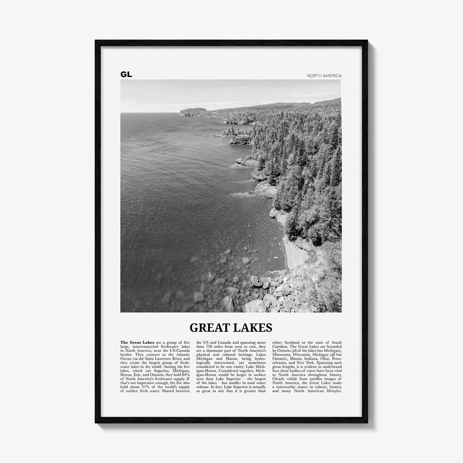 Great Lakes Print Black and White, Great Lakes Wall Art, Great Lakes Poster, Great Lakes Photo, Great Lakes Wall Décor, Great Lakes Map