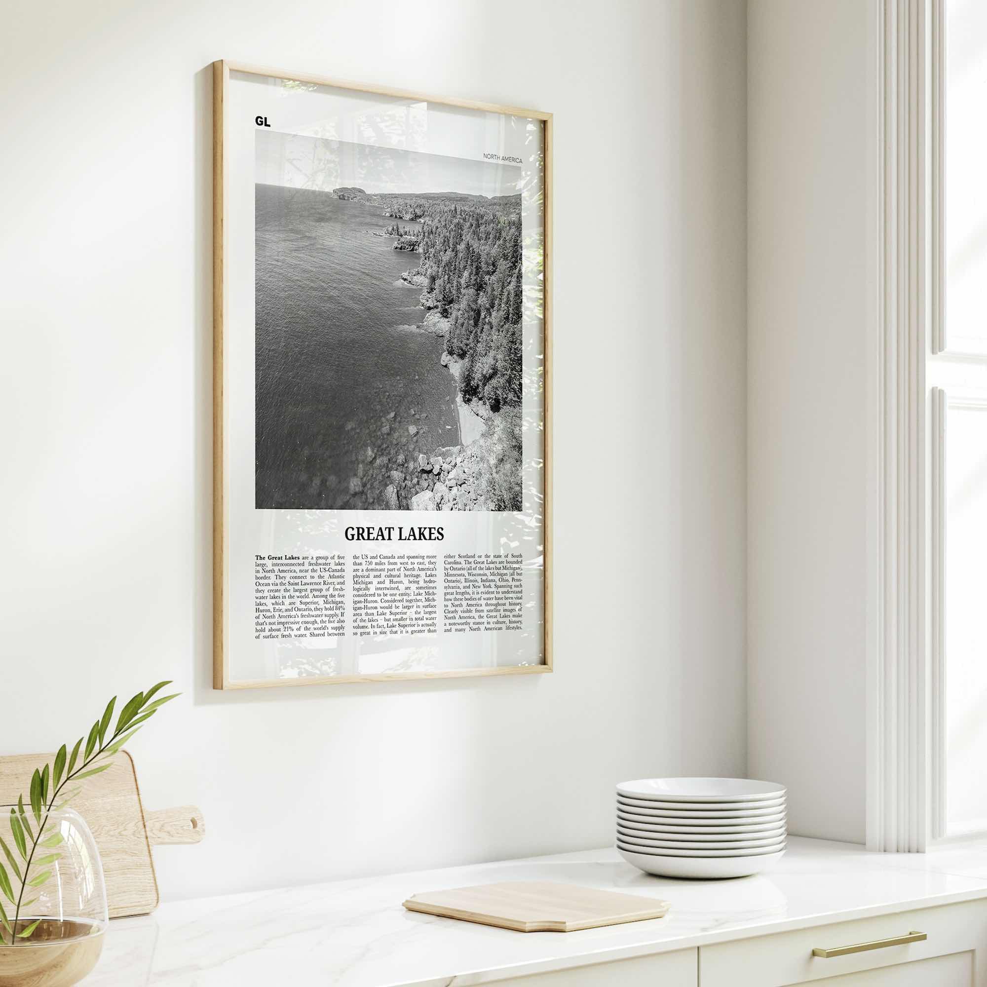 Great Lakes Print Black and White, Great Lakes Wall Art, Great Lakes Poster, Great Lakes Photo, Great Lakes Wall Décor, Great Lakes Map