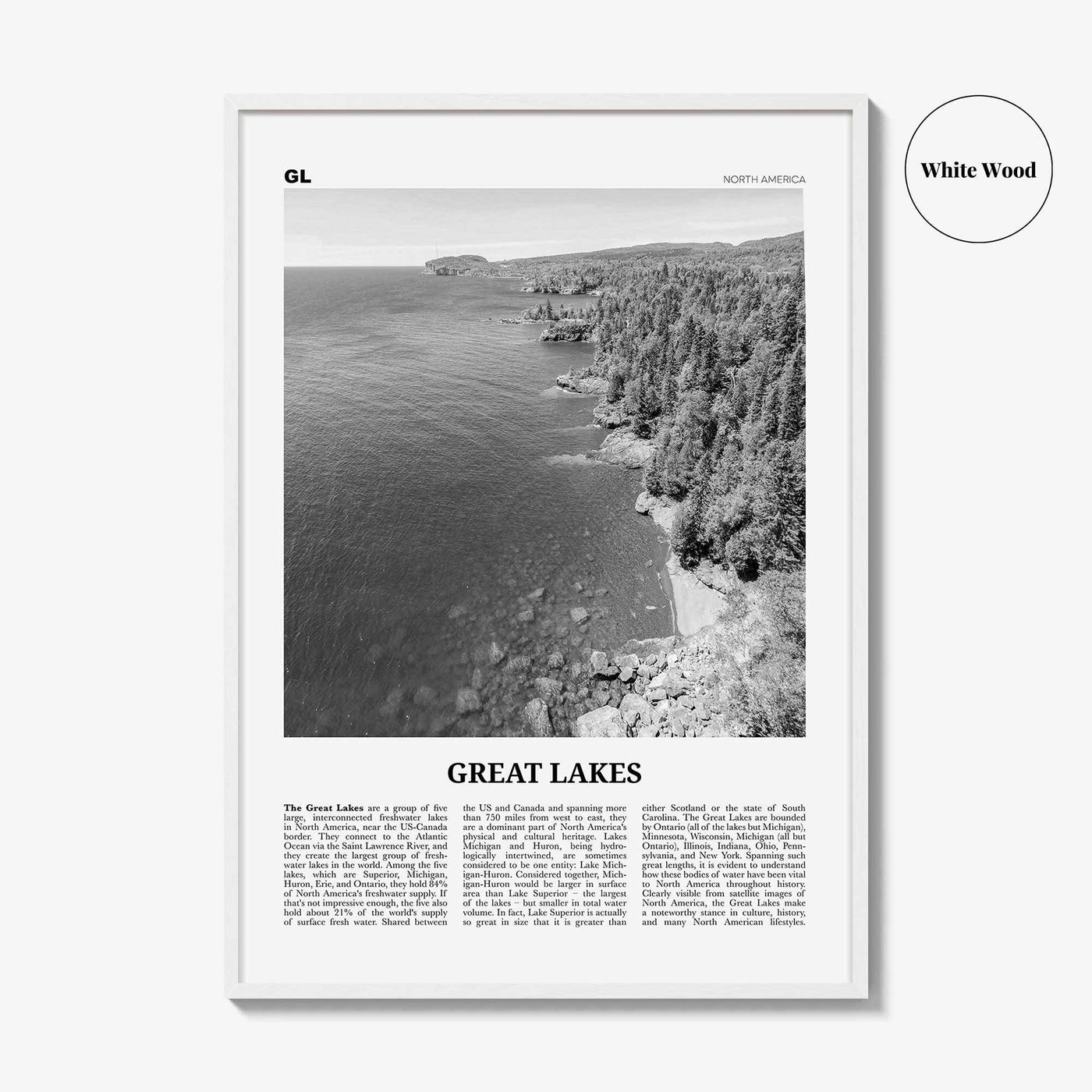 Great Lakes Print Black and White, Great Lakes Wall Art, Great Lakes Poster, Great Lakes Photo, Great Lakes Wall Décor, Great Lakes Map