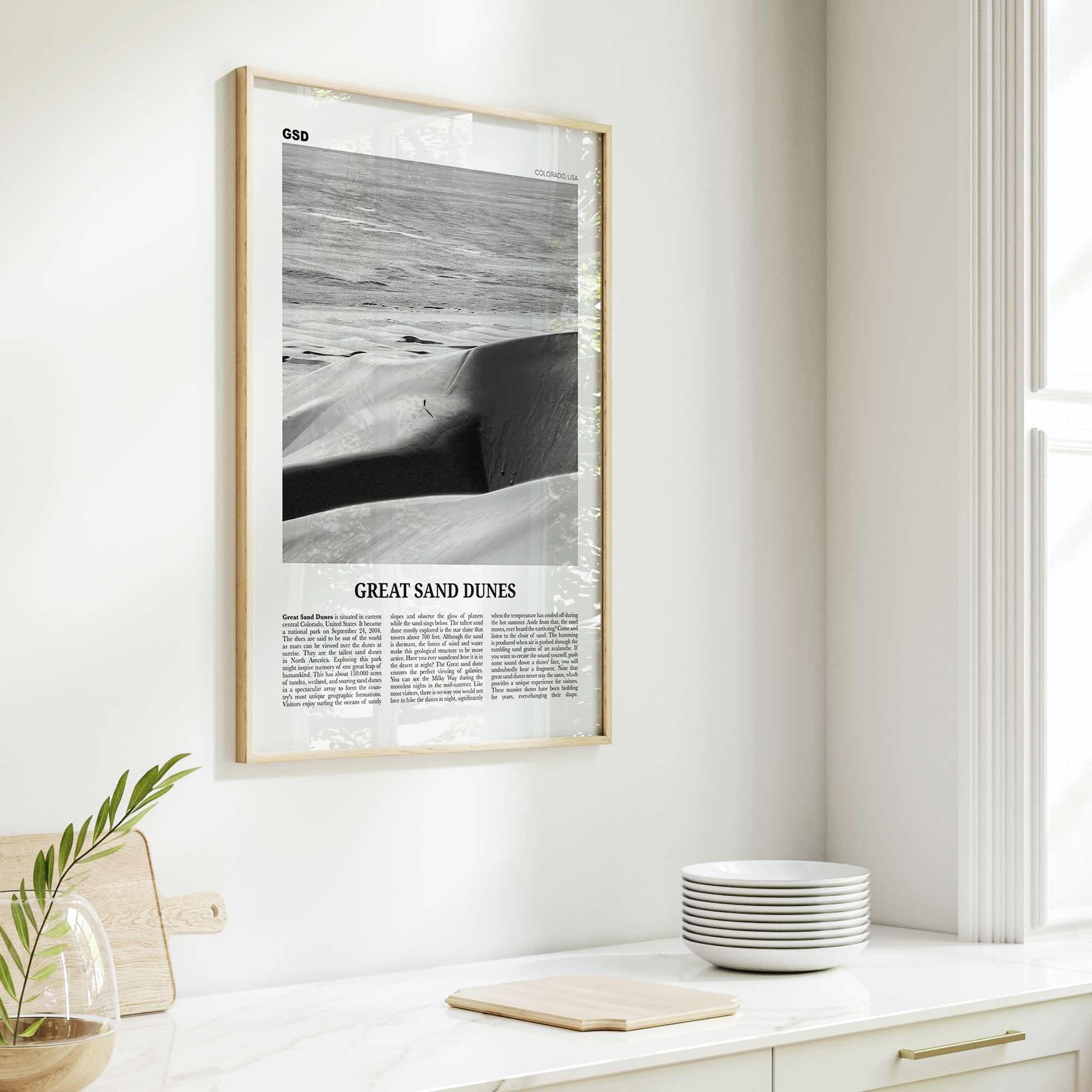 Great Sand Dunes National Park Print Black and White, Great Sand Dunes Wall Art, Great Sand Dunes Poster, Great Sand Dunes, Colorado, USA