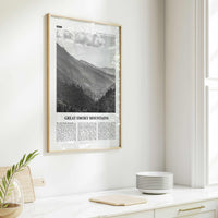 Great Smoky Mountains National Park Print Black and White, Great Smoky Mountains Wall Art, Great Smoky Mountains Poster, USA
