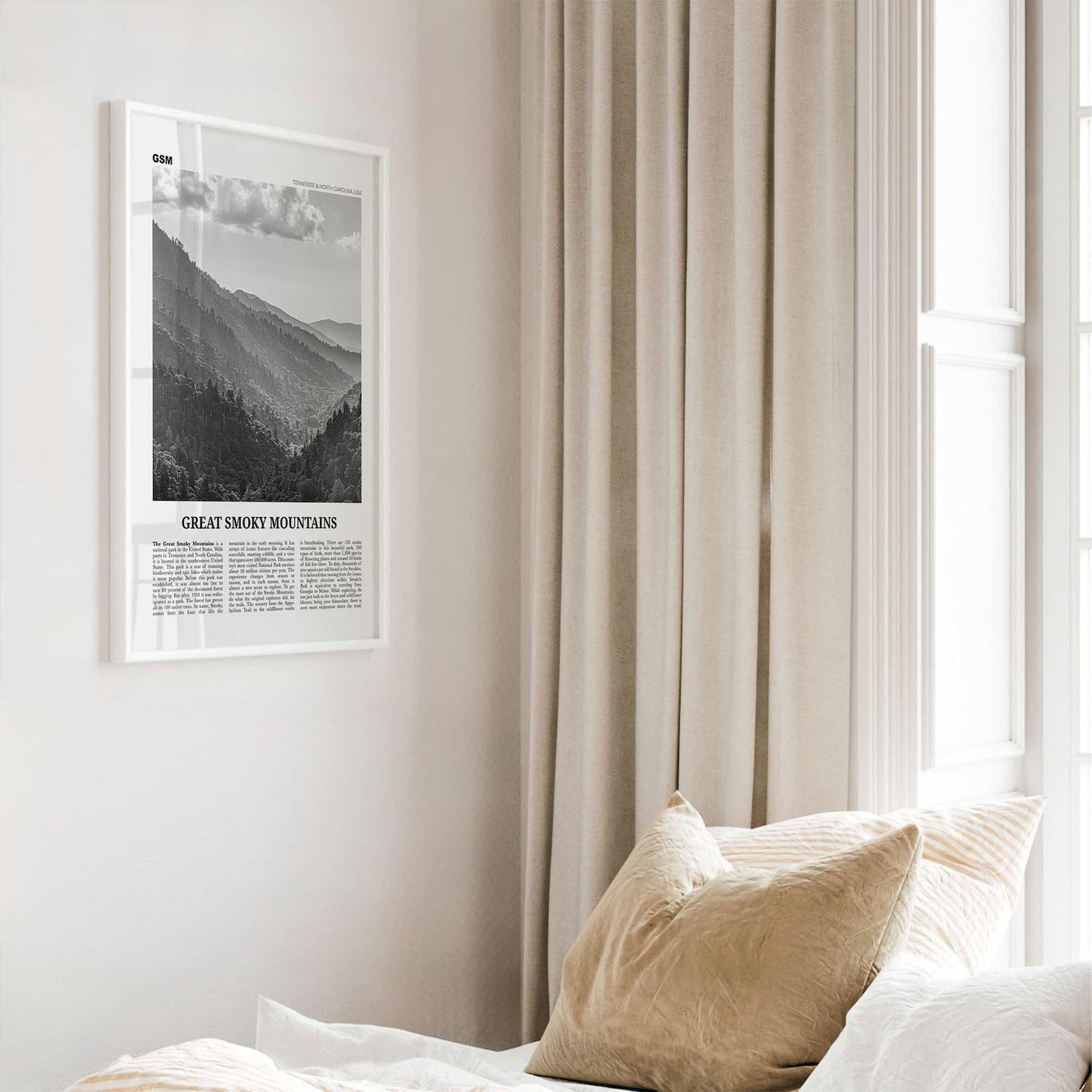 Great Smoky Mountains National Park Print Black and White, Great Smoky Mountains Wall Art, Great Smoky Mountains Poster, USA