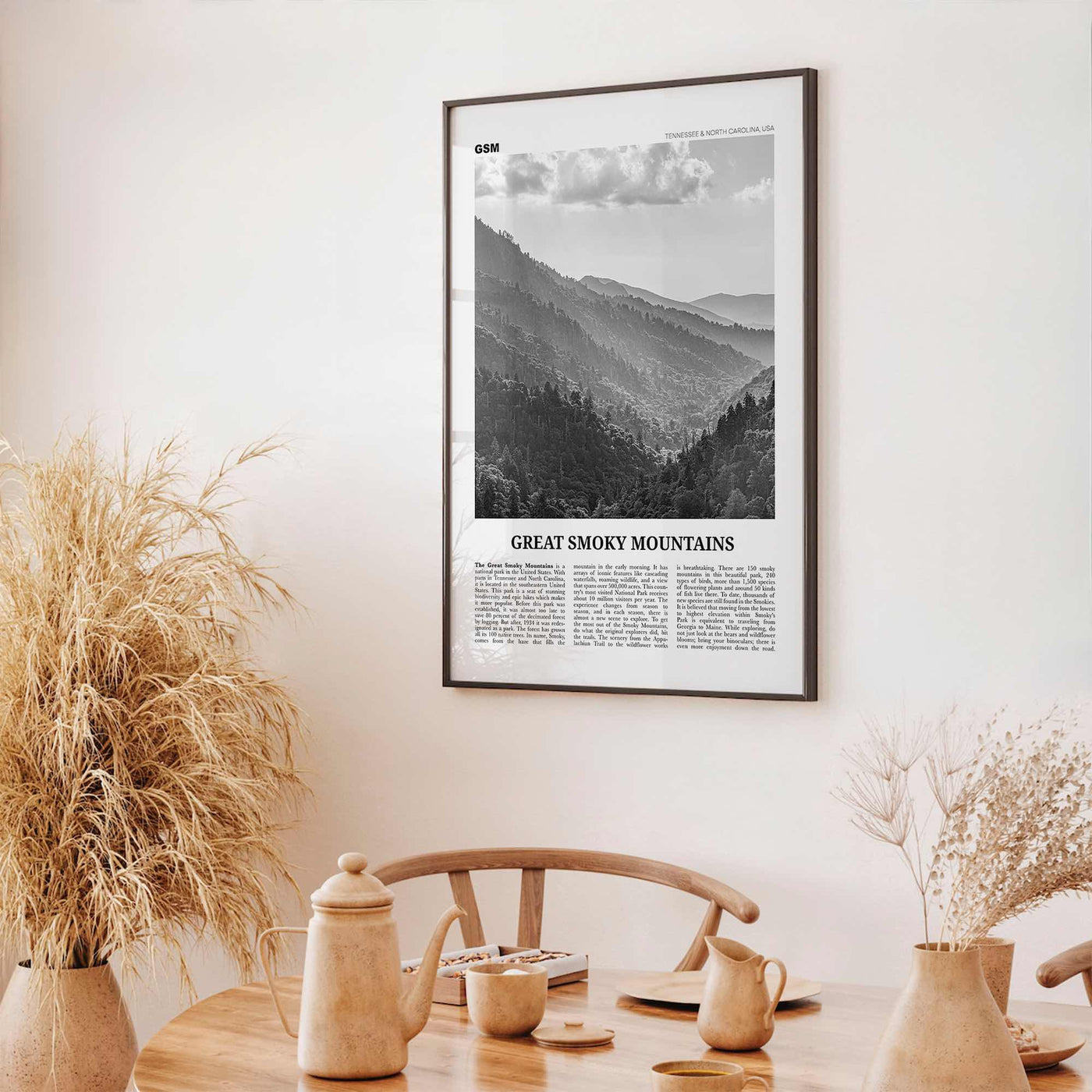 Great Smoky Mountains National Park Print Black and White, Great Smoky Mountains Wall Art, Great Smoky Mountains Poster, USA