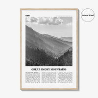 Great Smoky Mountains National Park Print Black and White, Great Smoky Mountains Wall Art, Great Smoky Mountains Poster, USA