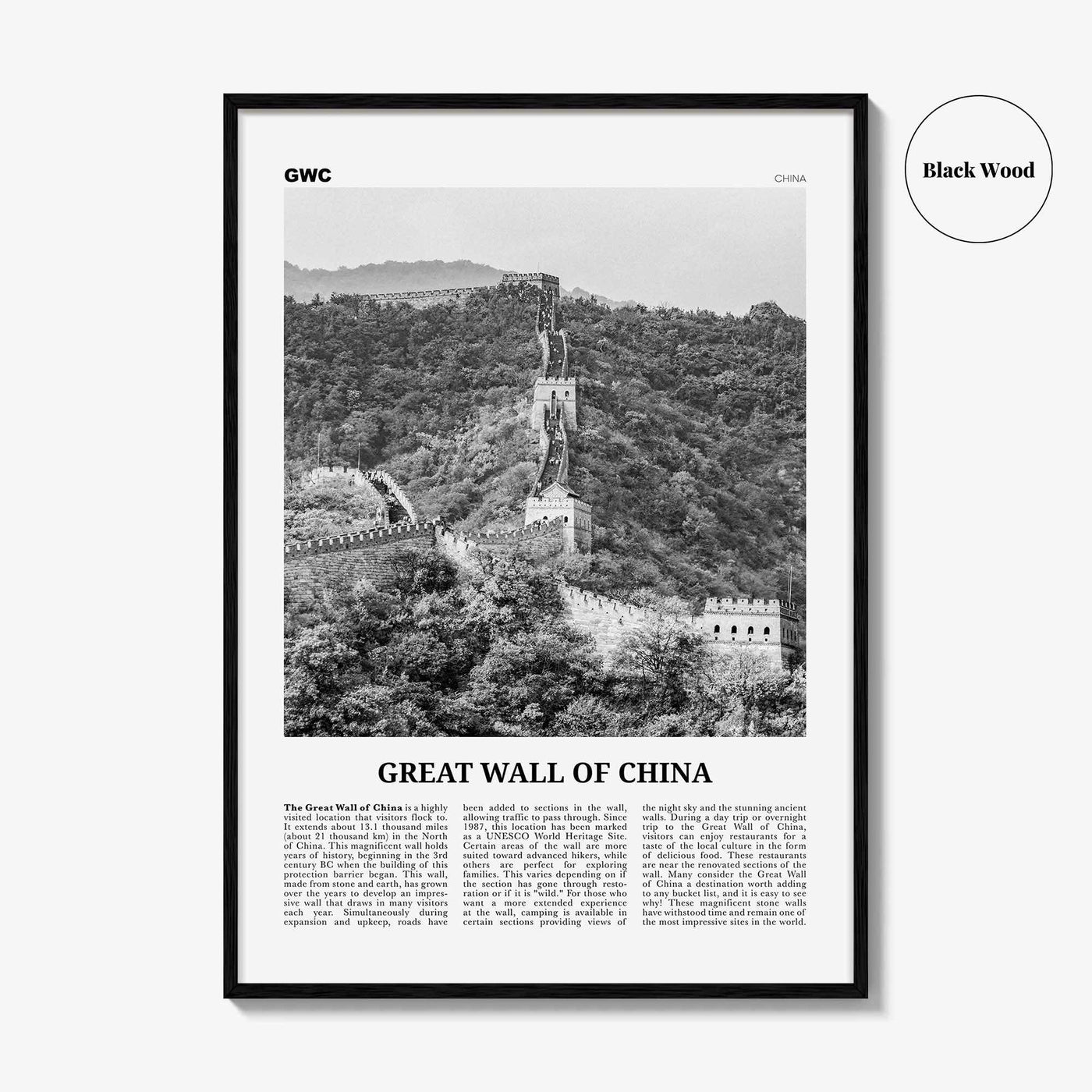 Great Wall of China Print Black and White, Great Wall of China Wall Art, Great Wall of China Poster, Great Wall of China Photo