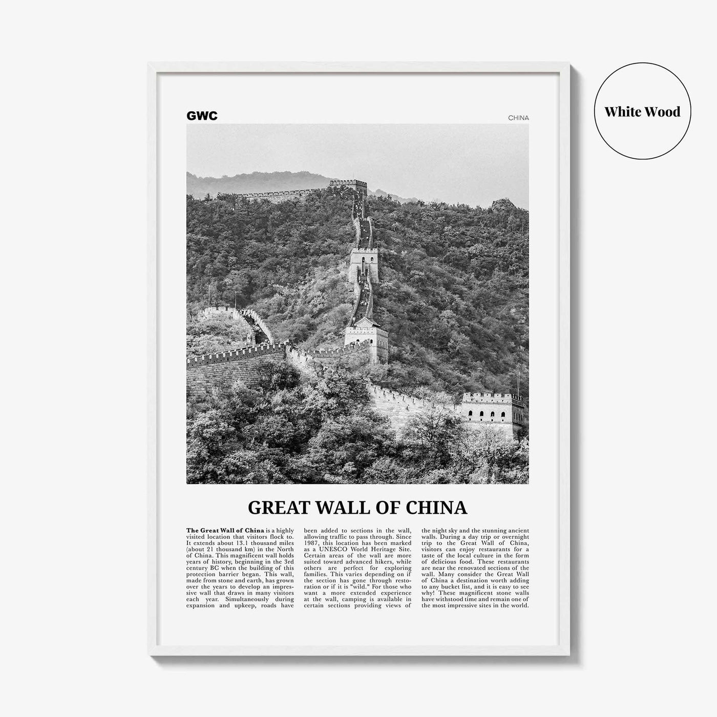 Great Wall of China Print Black and White, Great Wall of China Wall Art, Great Wall of China Poster, Great Wall of China Photo