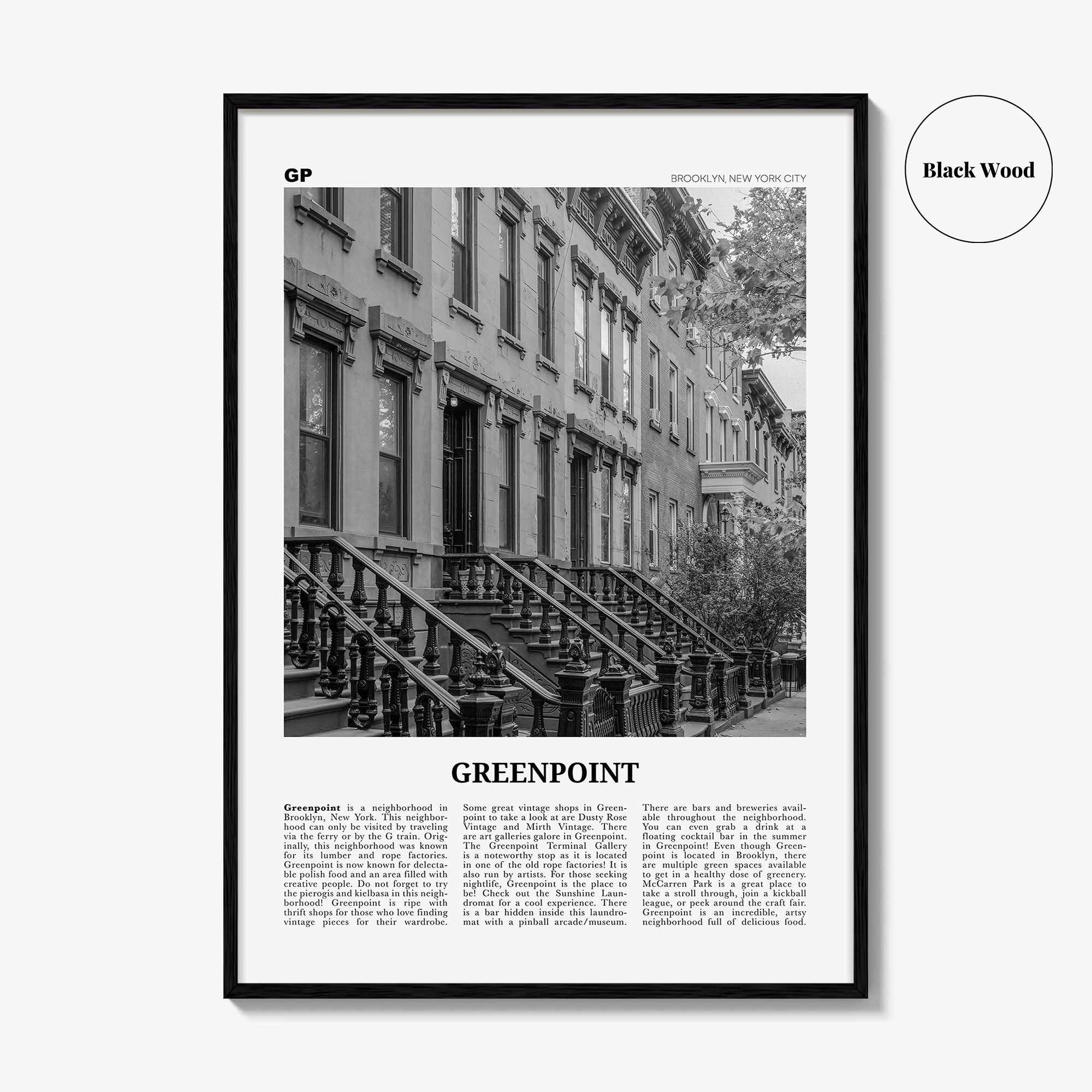 Greenpoint Print Black and White, Greenpoint Wall Art, Greenpoint Poster, Greenpoint Photo, Greenpoint Wall Décor, Brooklyn, New York, USA