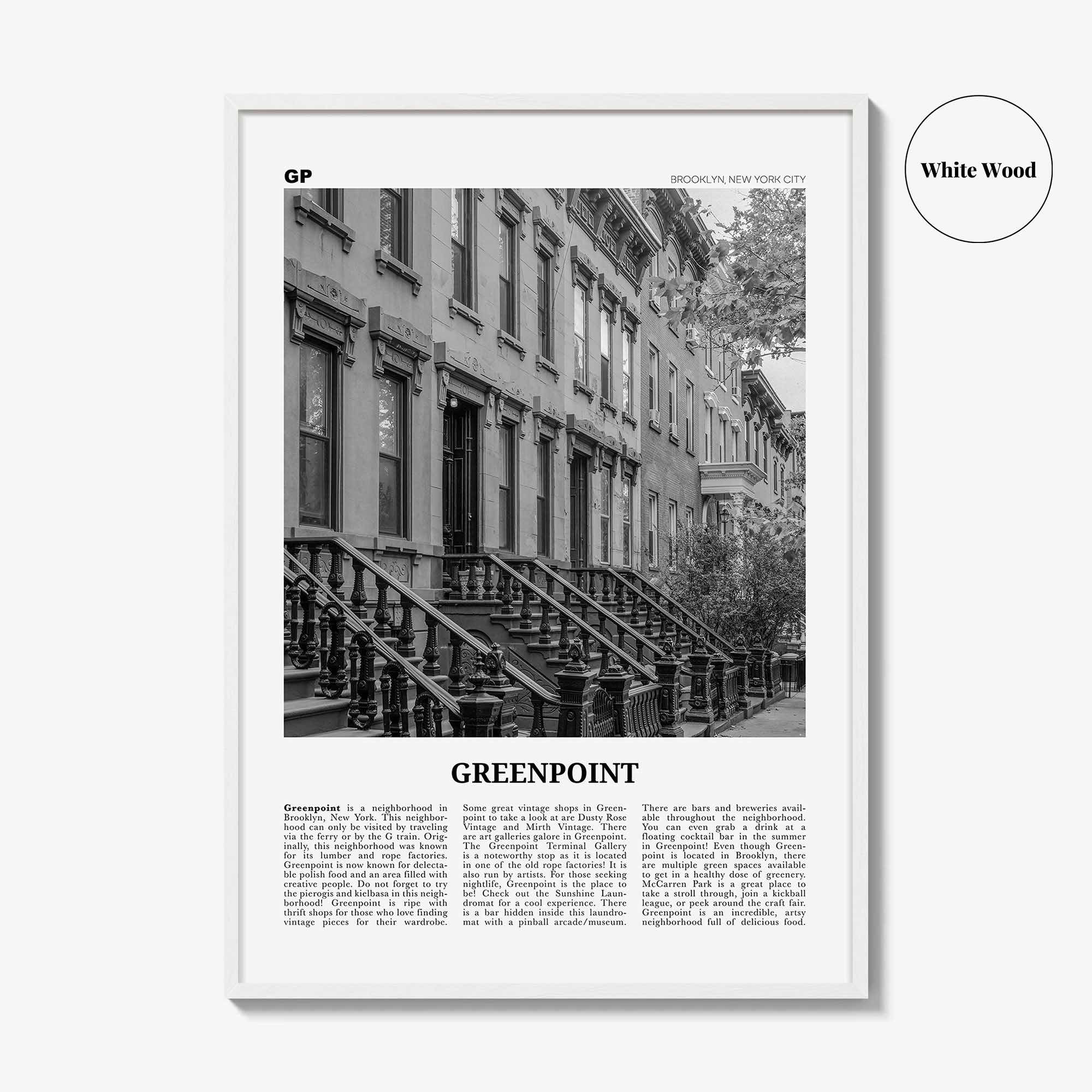 Greenpoint Print Black and White, Greenpoint Wall Art, Greenpoint Poster, Greenpoint Photo, Greenpoint Wall Décor, Brooklyn, New York, USA