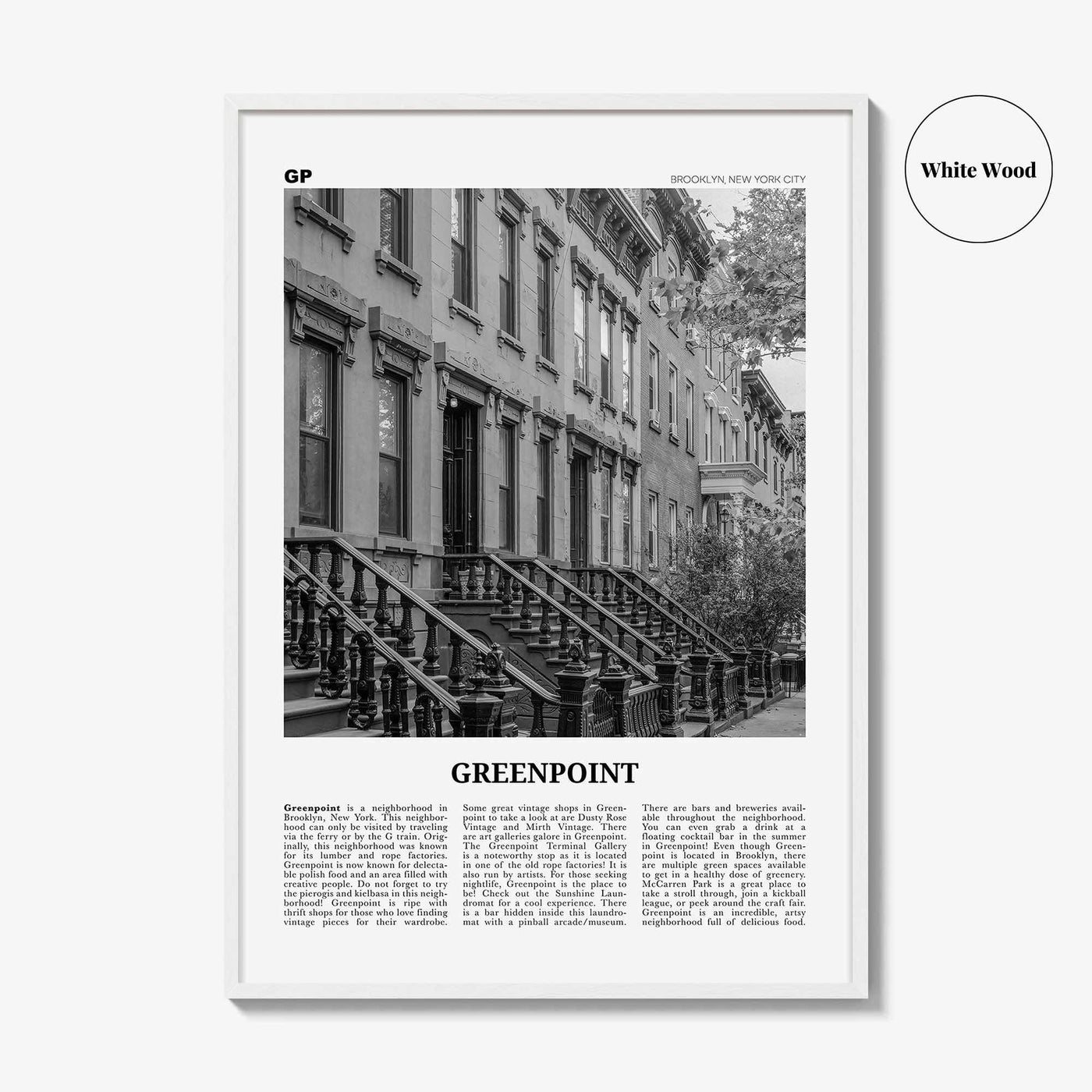 Greenpoint Print Black and White, Greenpoint Wall Art, Greenpoint Poster, Greenpoint Photo, Greenpoint Wall Décor, Brooklyn, New York, USA