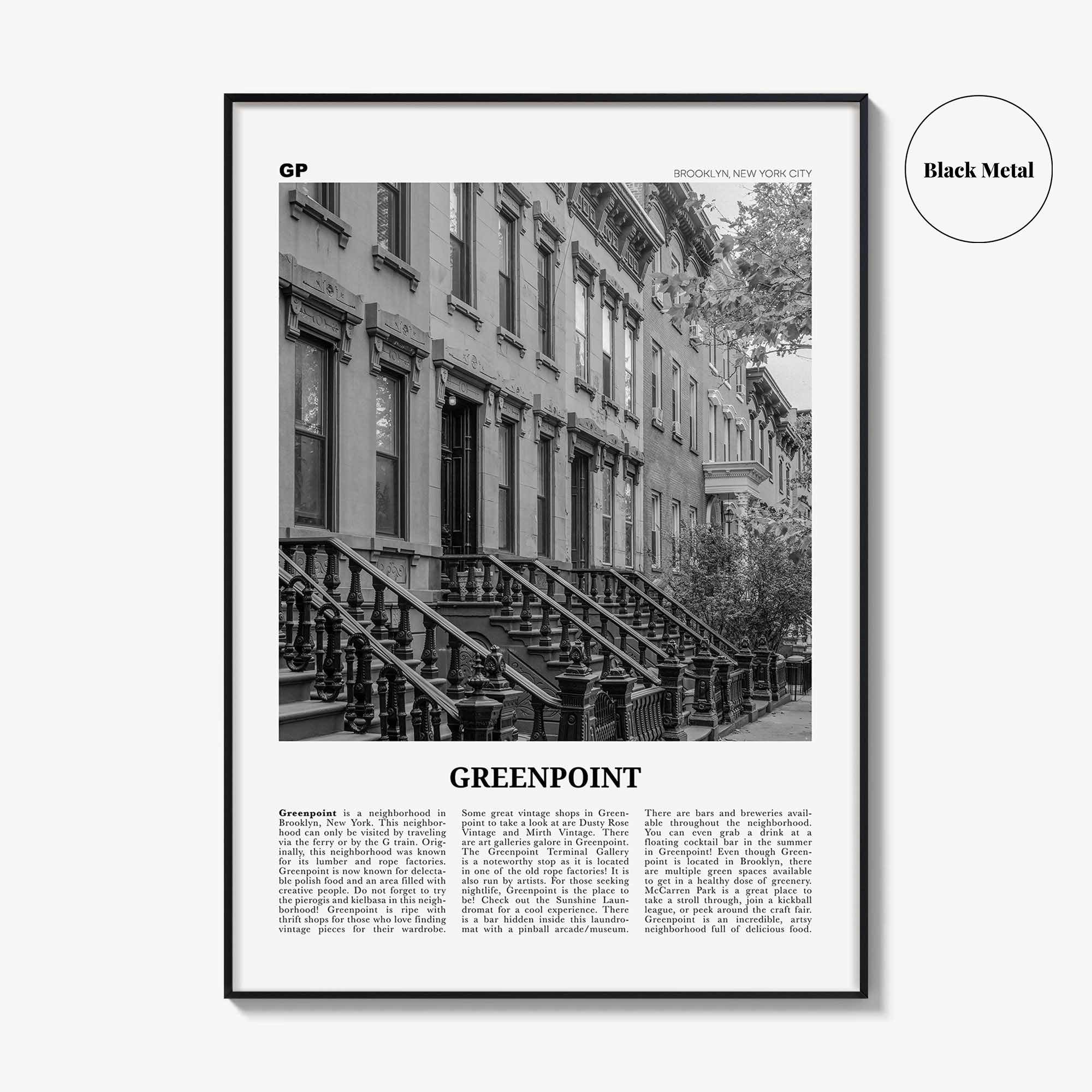 Greenpoint Print Black and White, Greenpoint Wall Art, Greenpoint Poster, Greenpoint Photo, Greenpoint Wall Décor, Brooklyn, New York, USA