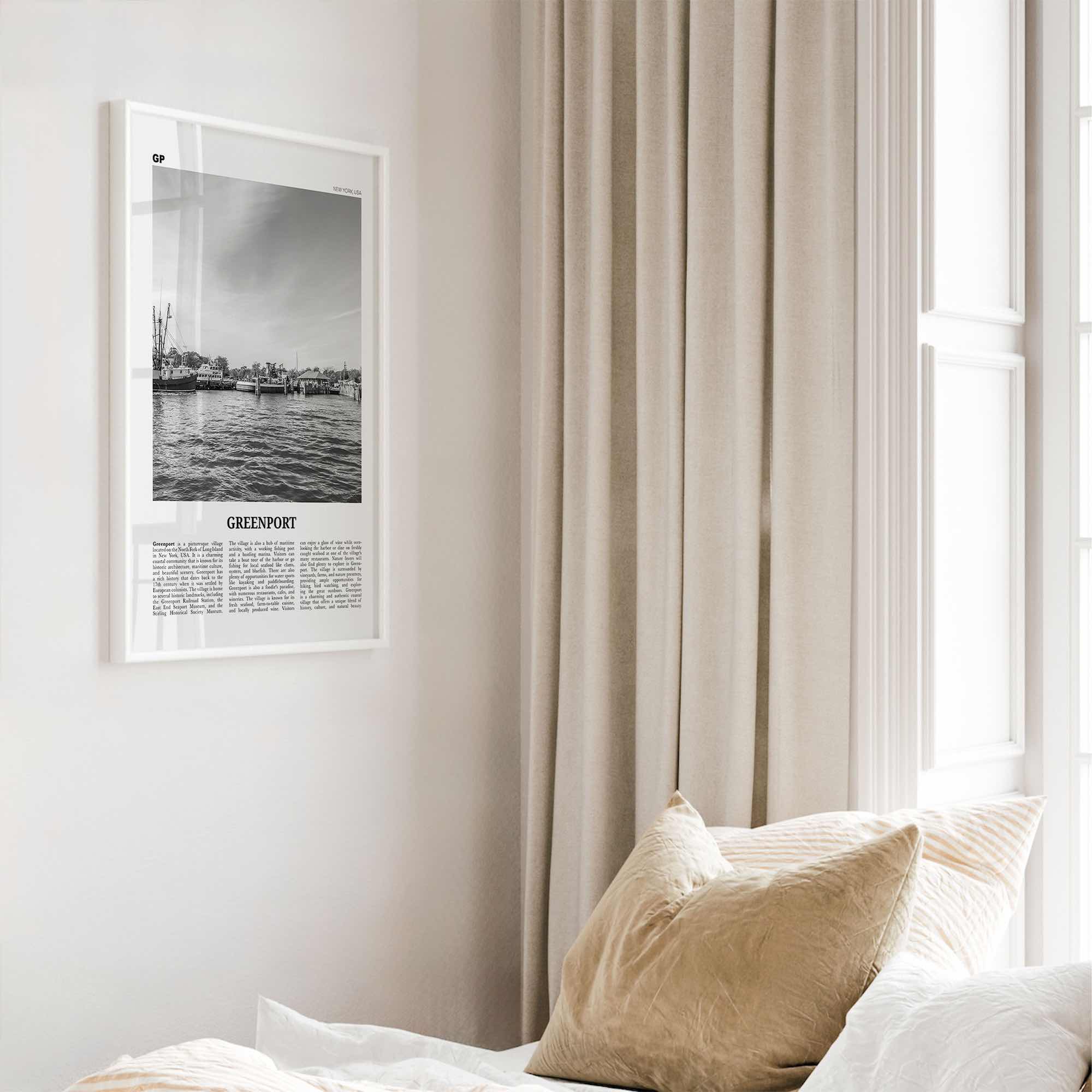 Greenport Print Black and White, Greenport Wall Art, Greenport Poster, Greenport Photo, Greenport Wall Décor, Greenport Map, New York, USA