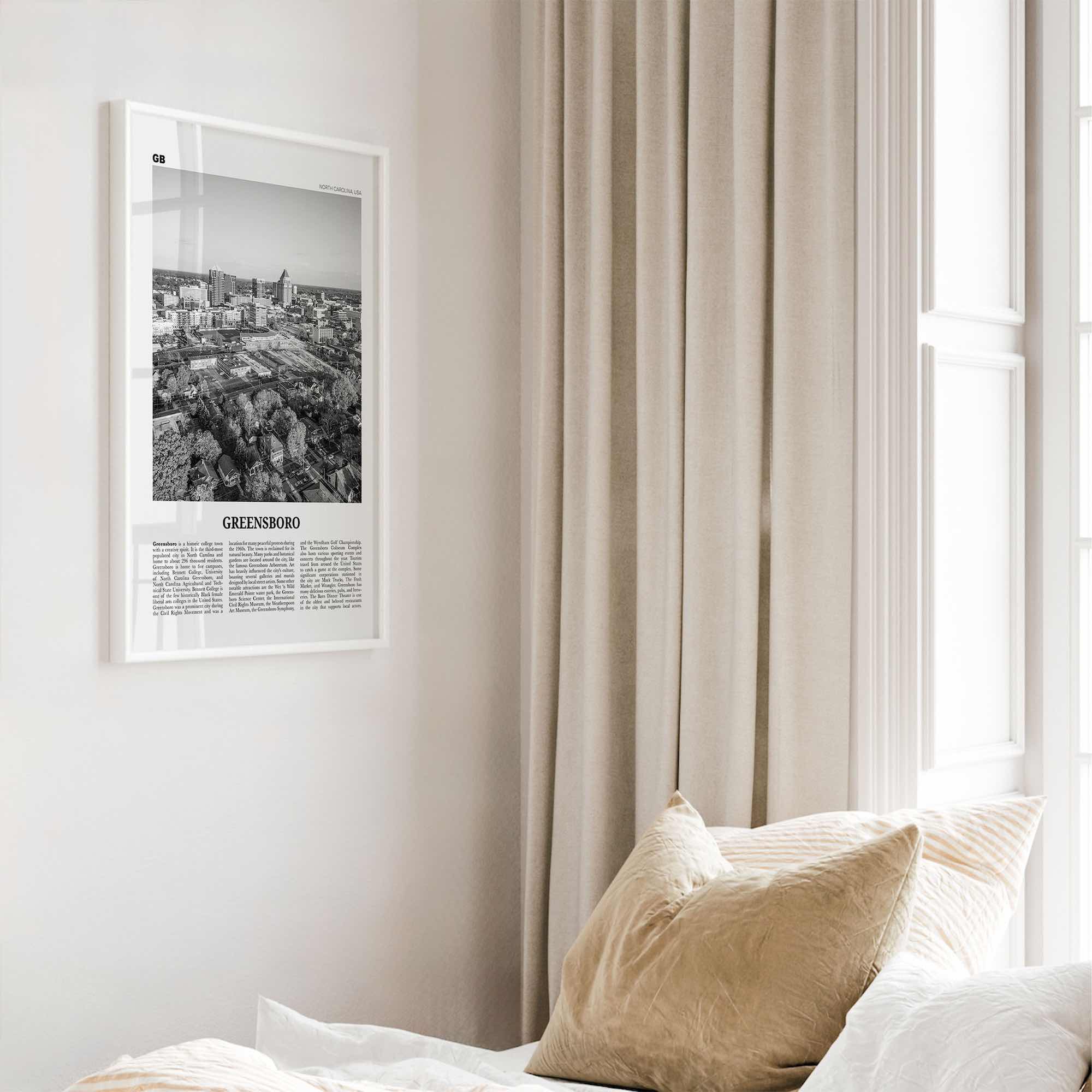 Greensboro Print Black and White No 1, Greensboro Wall Art, Greensboro Poster, Greensboro Photo, North Carolina, USA United States, America