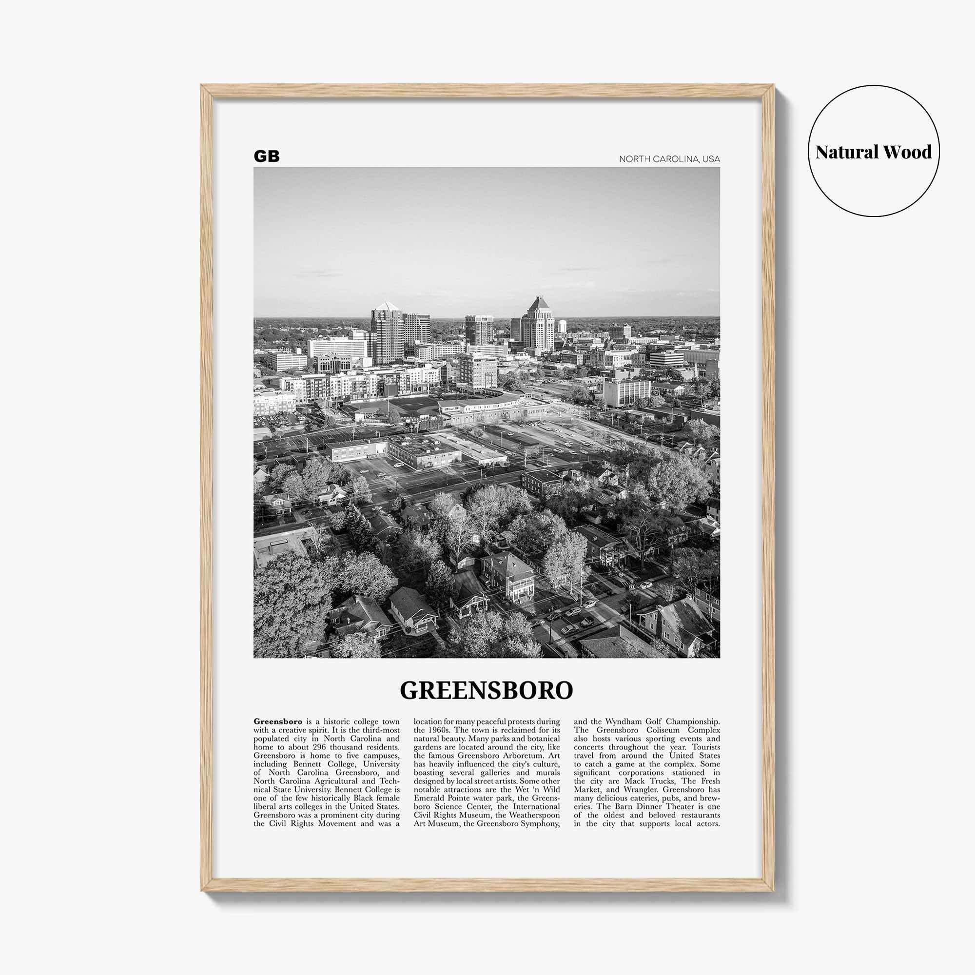 Greensboro Print Black and White No 1, Greensboro Wall Art, Greensboro Poster, Greensboro Photo, North Carolina, USA United States, America