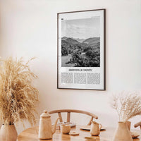 Greenville County Print Black and White, Greenville Wall Art, Greenville Poster, Greenville Photo, Greenville Wall Décor, Greenville Map