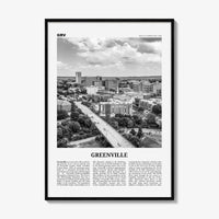 Greenville Print Black and White No 1, Greenville Wall Art, Greenville Poster, Greenville Photo, South Carolina USA, United States, America