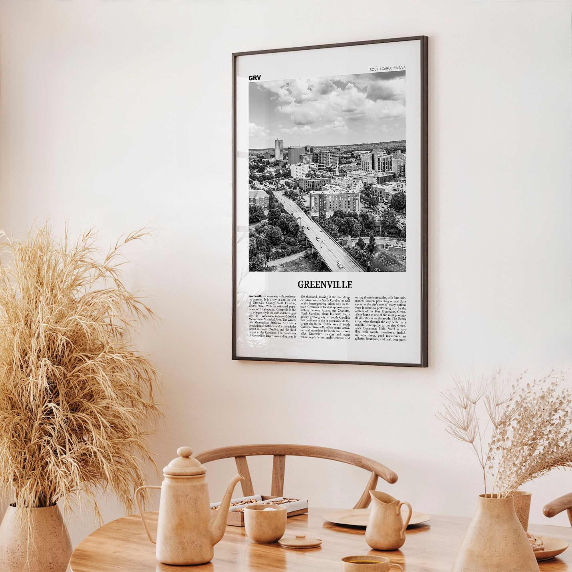 Greenville Print Black and White No 1, Greenville Wall Art, Greenville Poster, Greenville Photo, South Carolina USA, United States, America