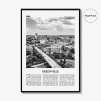 Greenville Print Black and White No 1, Greenville Wall Art, Greenville Poster, Greenville Photo, South Carolina USA, United States, America