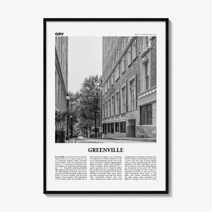 Greenville Print Black and White No 2, Greenville Wall Art, Greenville Poster, Greenville Photo, South Carolina USA, United States