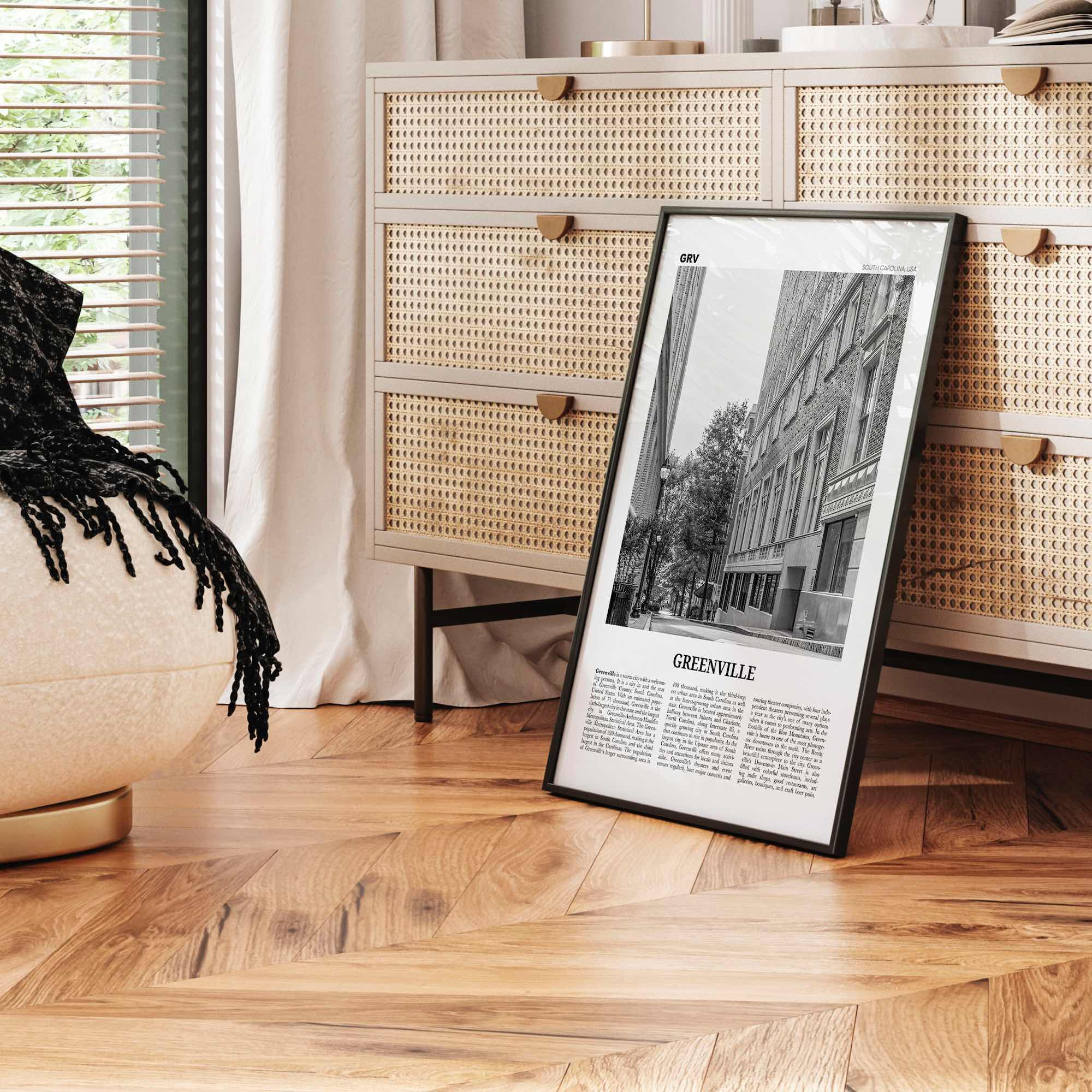 Greenville Print Black and White No 2, Greenville Wall Art, Greenville Poster, Greenville Photo, South Carolina USA, United States