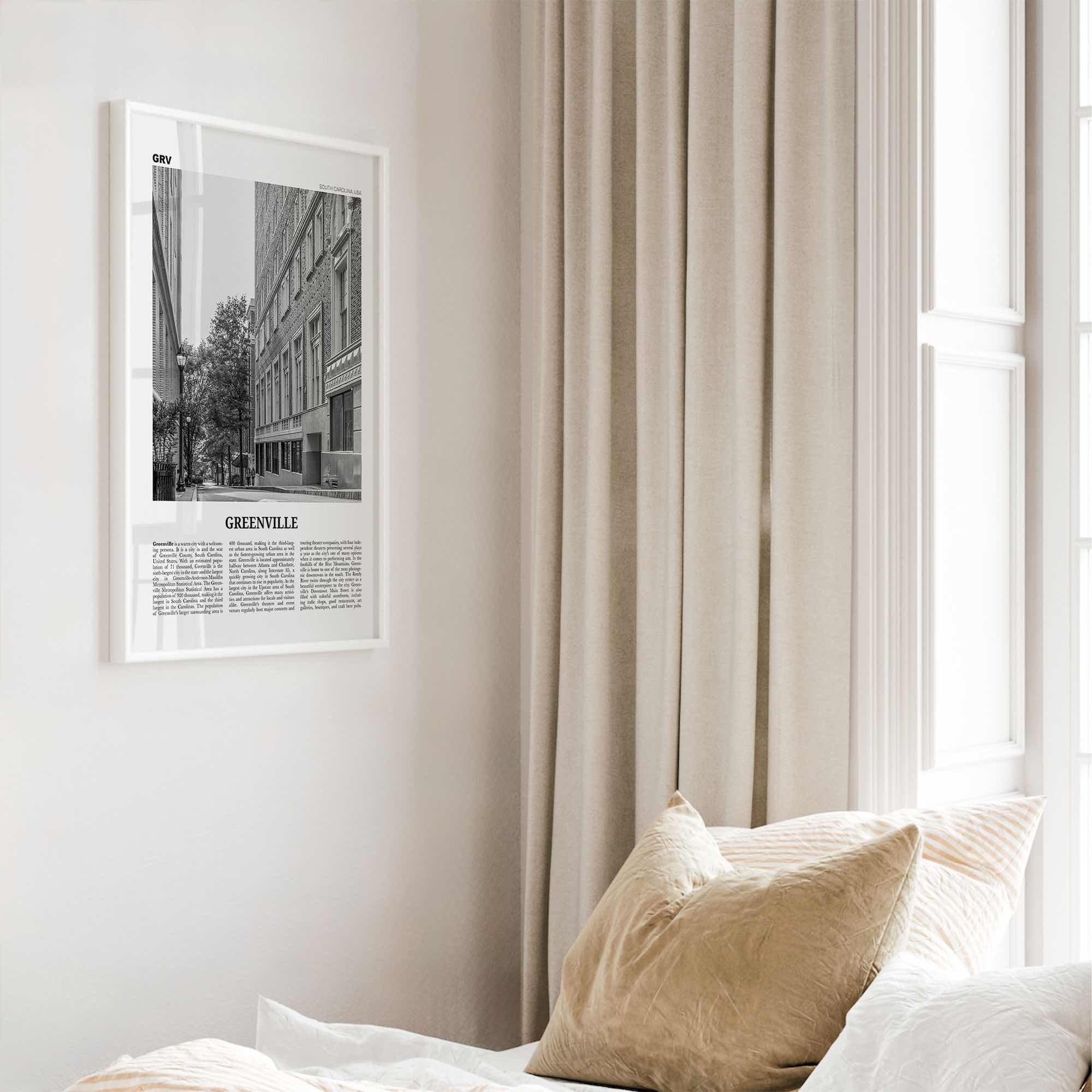 Greenville Print Black and White No 2, Greenville Wall Art, Greenville Poster, Greenville Photo, South Carolina USA, United States