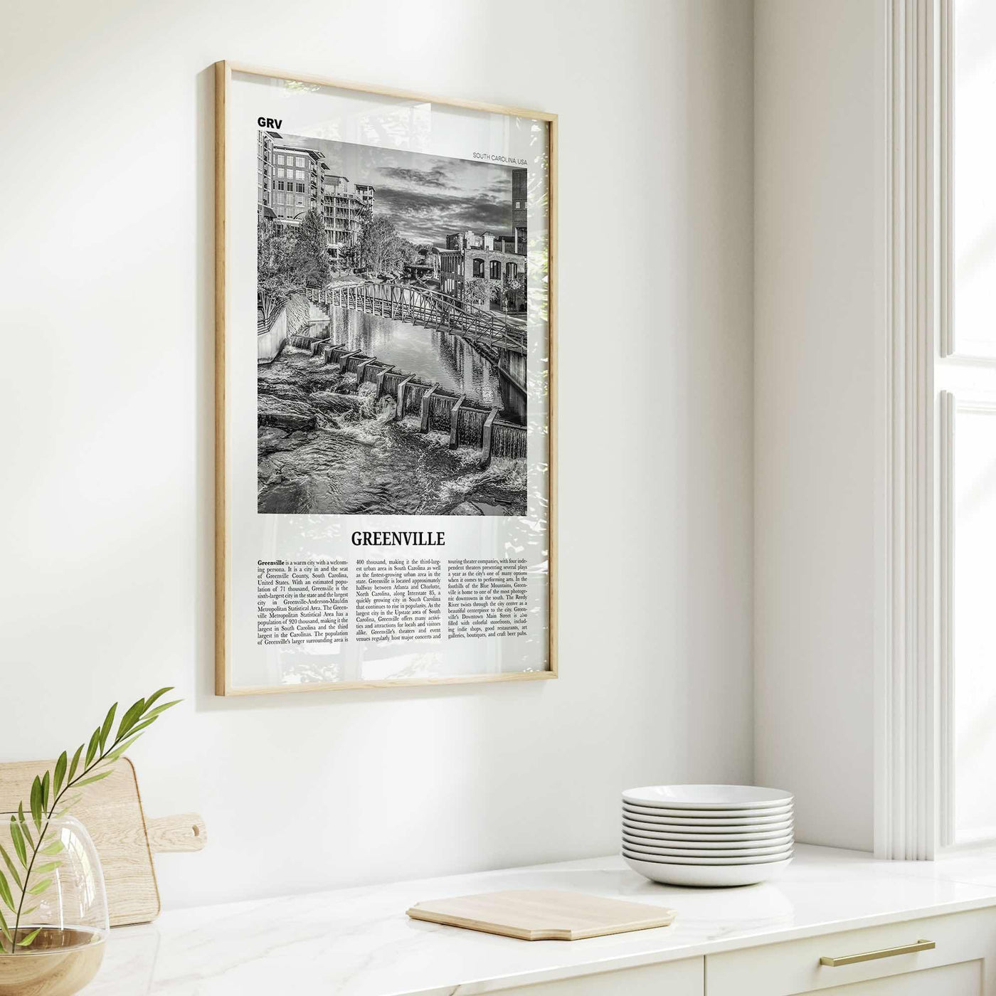 Greenville Print Black and White No 3, Greenville Wall Art, Greenville Poster, Greenville Photo, Greenville Wall Décor, Greenville Map,