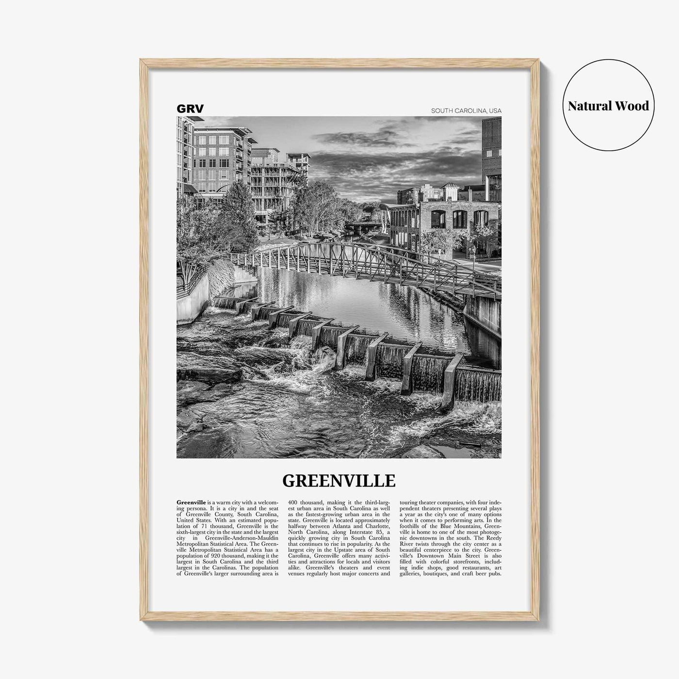 Greenville Print Black and White No 3, Greenville Wall Art, Greenville Poster, Greenville Photo, Greenville Wall Décor, Greenville Map,