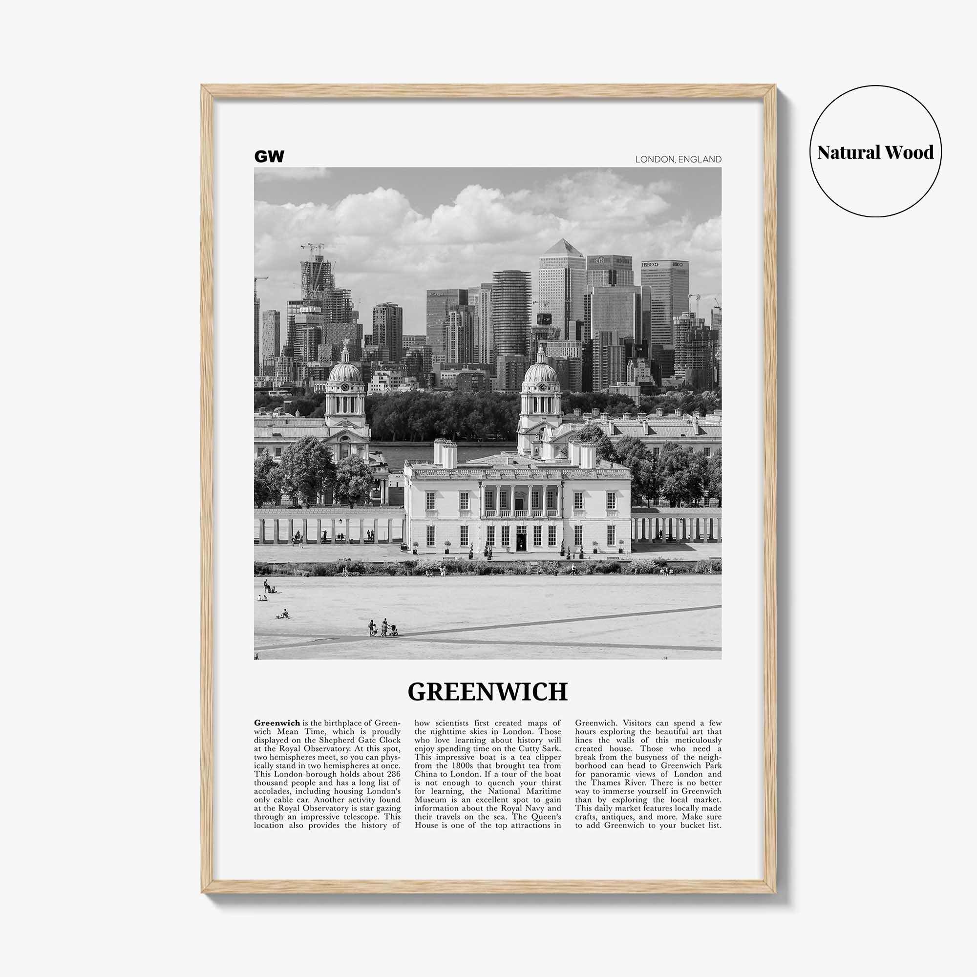 Greenwich Print Black and White London, Greenwich Wall Art, Greenwich Poster, Greenwich Photo, Greenwich Wall Décor, Greenwich Map, England